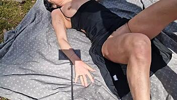 handcuffed milf tied to tree in forest 😈 fucked hard outdoors 💦