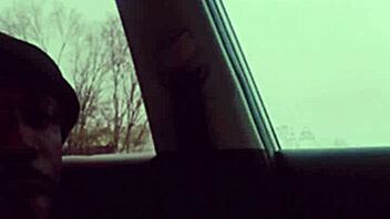 Slim black babe dances skinny waist on huge bbc outside car lover style