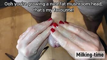 Bold Fat Helmet Edging Leads to Yummy Milking Tits Explosion