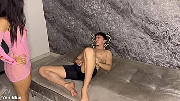 Petite Latina Camila Henao Takes Wild Double Vaginal on Sofa