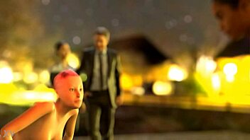 Naughty hentai babe dances naked on fetish street