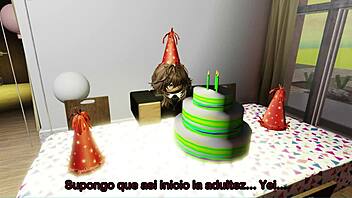 Big Cock Birthday Gift Fills Her with Cum