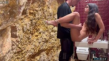 petite ohana 18+ craves rough bathroom sex fisting cumshot