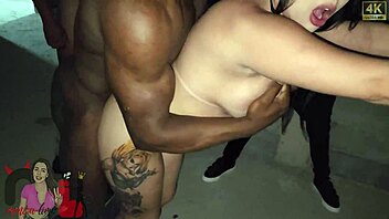 wife flashing her ass at construction finds three studs to fill her for cuck hubby