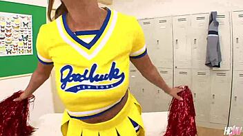 Japanese cheerleader Yui Aoyama takes on the whole team in wild gangbang creampie.