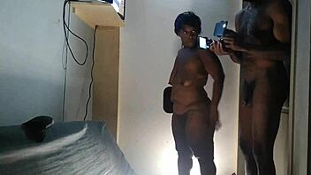 ebony blows black cock with bouncing tits