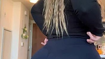 thick pawg stretches tight pants ripping clothes off big ass tits