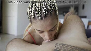 Petite tanned stepsis spanks her small tits begging for muscular cuckold's homemade ride