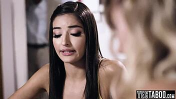 latina teen guilted into wild threesome licking classmate's cock pov