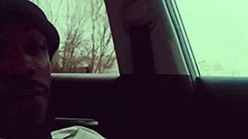 Slim black babe dances skinny waist on huge bbc outside car lover style