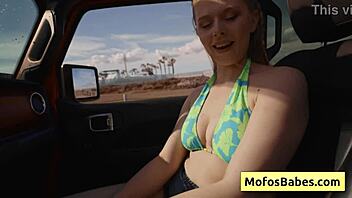 Sahara Skye Seduces Charles Dera with Juicy Natural Boobs in Car