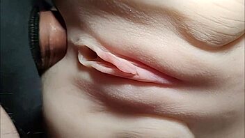 crisp closeups of fuck doll's shaved pussy stretched by toys