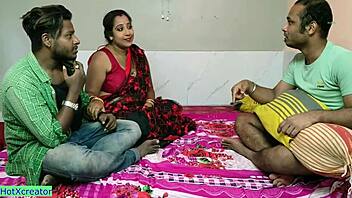Desi wife gets shared roughly in wild threesome with ex-husband pounding her shaved pussy