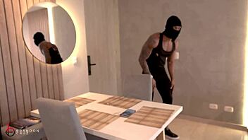 Bbc burglar bends curvy ema over for virgin pussy pounding! 🍆💥