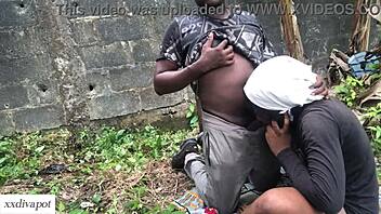 horny farm girl takes deep doggy on ranch land close up