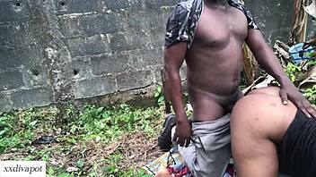 horny farm girl takes deep doggy on ranch land close up