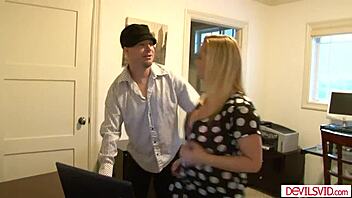 Wife catches him assfucking her big tits milf hard!