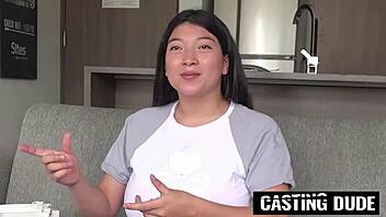 Latina with big natural tits in casting interview