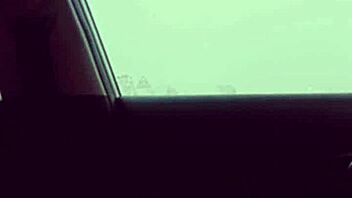 Slim black babe dances skinny waist on huge bbc outside car lover style