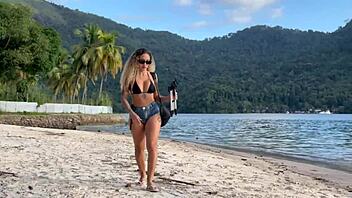 Black couple shares beach stranger for bisexual fun