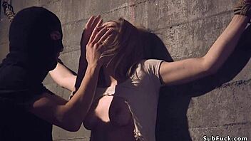 brunette bound in fetish after blind date