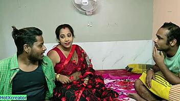 Desi wife gets shared roughly in wild threesome with ex-husband pounding her shaved pussy