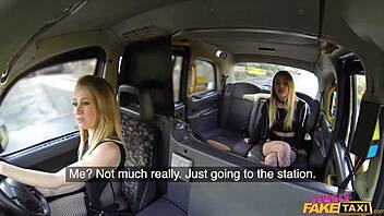 Fake taxi rivals stack pussies for double creampie pounding