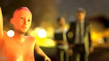 Naughty hentai babe dances naked on fetish street