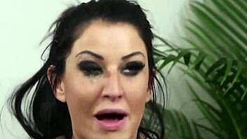 randy model slurps jizz after bukkake facial pov