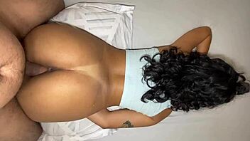 Brazilian girlfriend cums real hard on hubby's cock