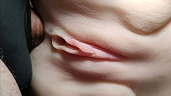 crisp closeups of fuck doll's shaved pussy stretched by toys