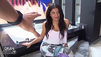 colombian latina teen Vick Valencia teases big dick stranger bang