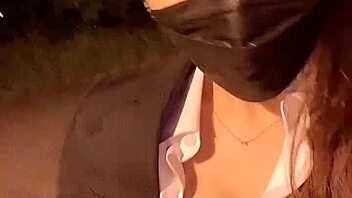 Japanese beauty enjoys casual outdoor time alone