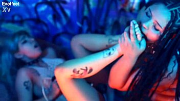 lesbian femdom foot worship and strapon domination play