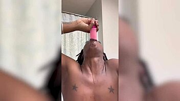 Pregnant ebony cheats deepthroating friend's monster cock messily