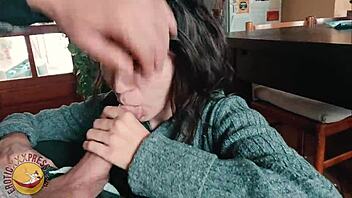 valentine's morning blowjob and swallow from cute homemade babe