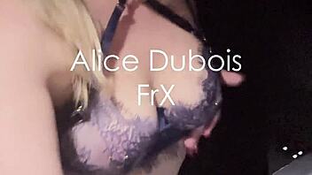 Alice Dubois gets fucked outdoors on car exhibition style