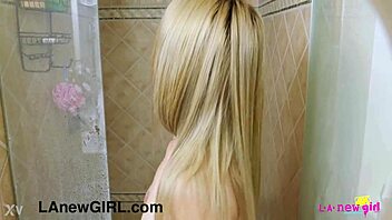 What Happens When Cute Blonde Steps Into Steamy Shower?