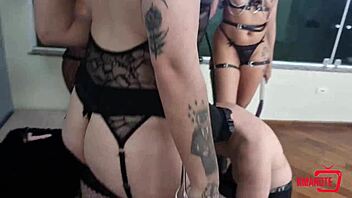 BDSM pet play orgy with humiliated brazilian big ass slaves