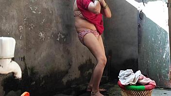 big boobed indian woman explores outdoor beauty