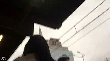 woman flashes jacket boots candid train upskirt