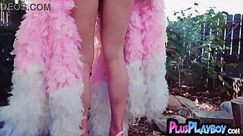 shia snow's big ass milf strips lingerie in snow