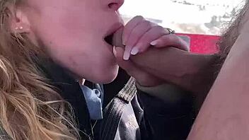 French blonde begs for rough anal creampie on ski slopes