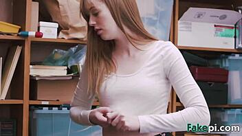 a young shoplifter dolly leigh gets her pussy smashed hard in the garage storage