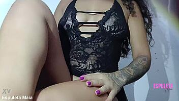 Preview: Spying Under Table on Huge Pussy Solo Masturbation