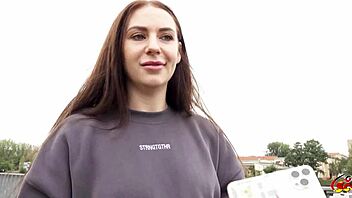 german scout picks up emma evans small tits long labia for rough casting fuck