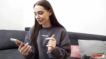 german scout picks up emma evans small tits long labia for rough casting fuck