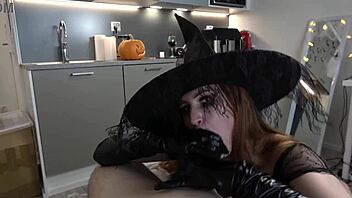 Sexy Witch Sucks Cum for Halloween Potion Ritual