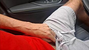 a risky street handjob for the housewife at the bus stop