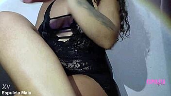 Preview: Spying Under Table on Huge Pussy Solo Masturbation